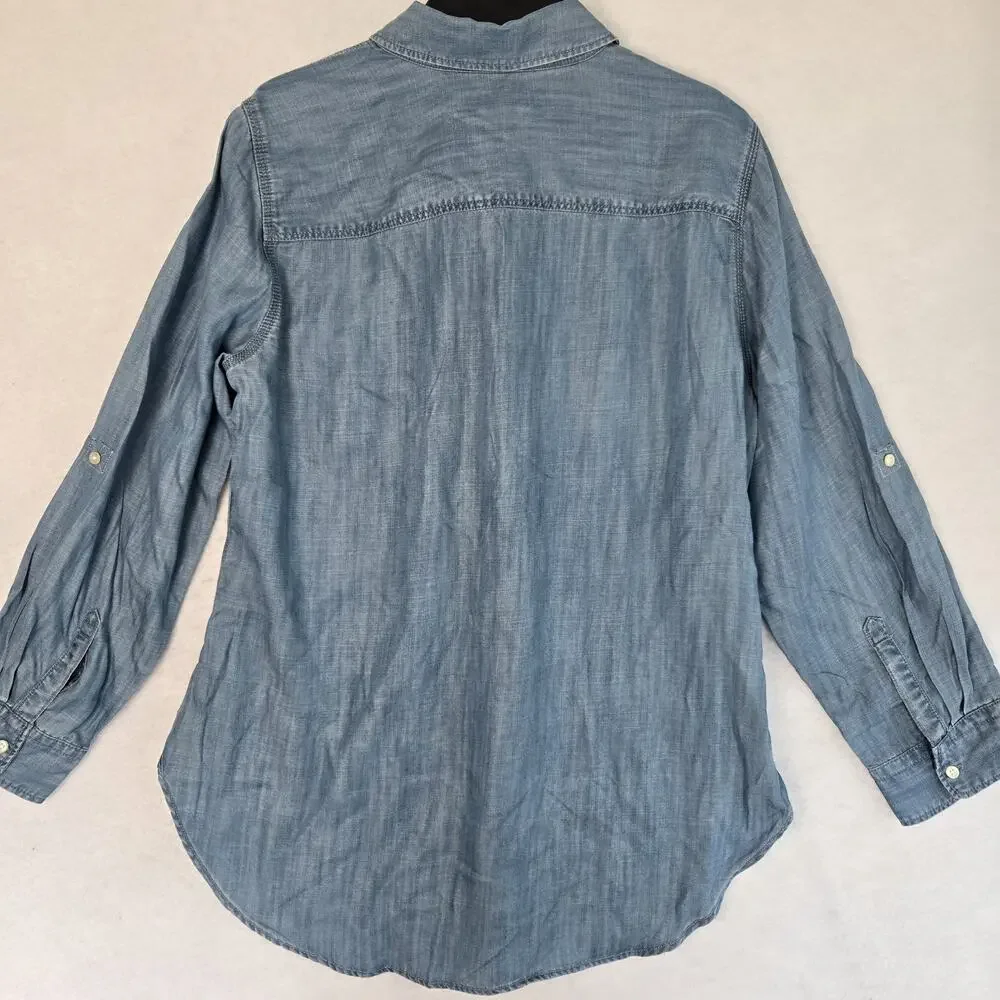 Pre-Owned Talbots Blue Size 1X Button Down Or Roll Up And Button Sleeves EUC - Picture 7 of 10